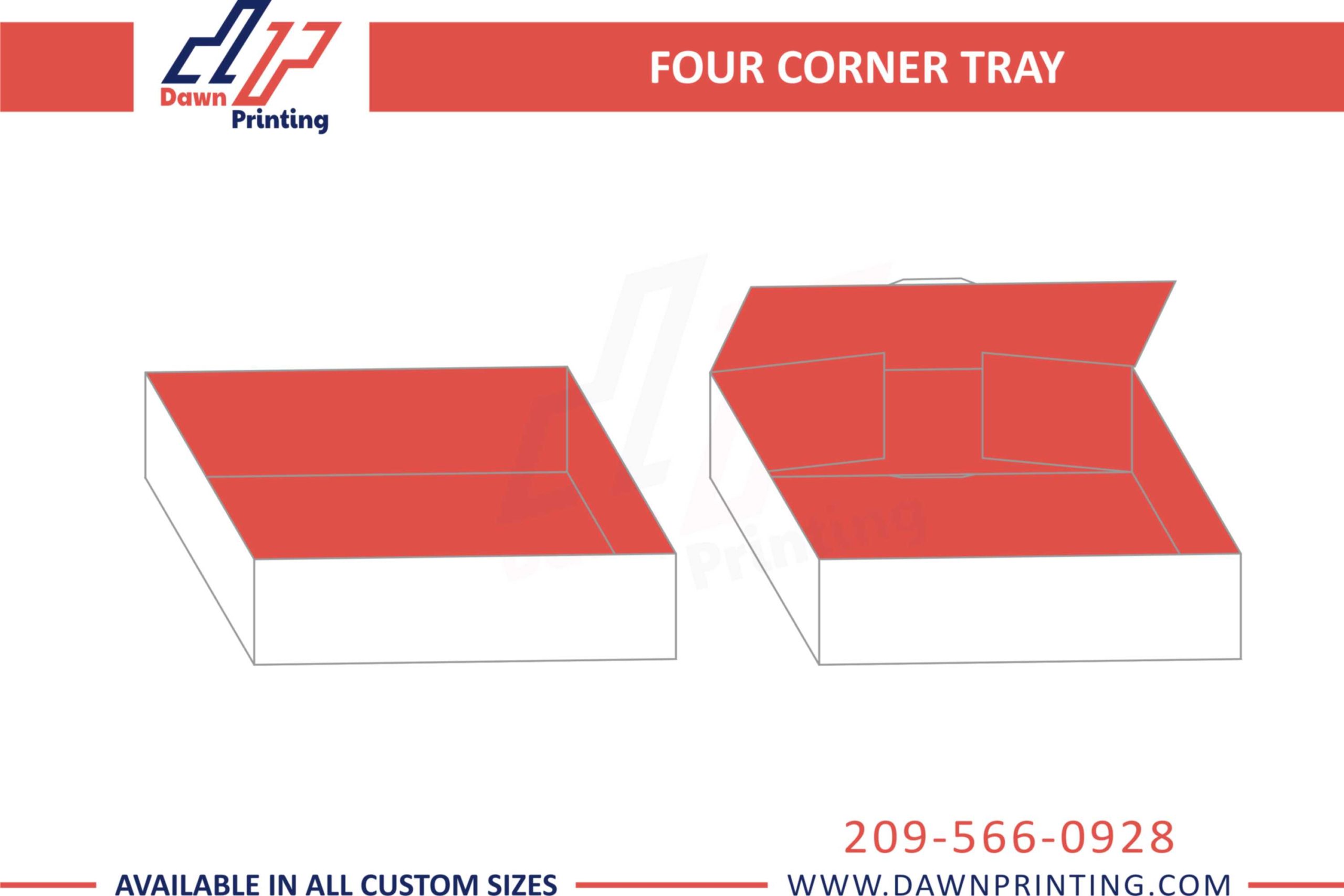 Customized Four Corner Tray Boxes - Dawn Printing